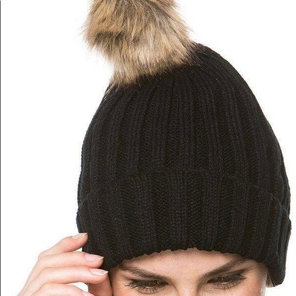 Faux Fur Pom-Pom Beanie - Picture 3 of 3